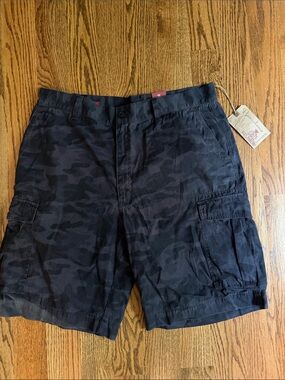 Men's Dark Camo Cargo Shorts - Black/Navy